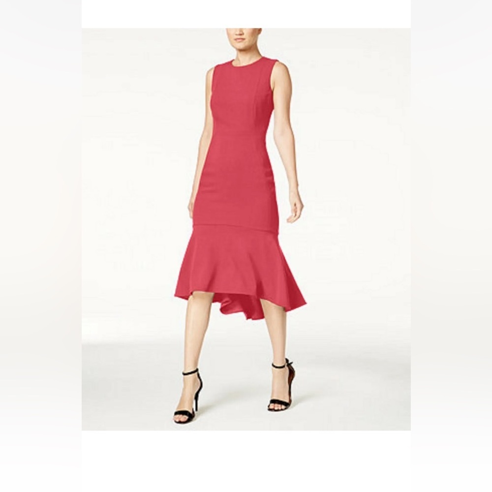 Calvin Klein pink high low midi dress size 8